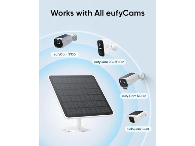 eufy Security Solar Panel (3W) Compatible with All Models of eufyCam, Continuous Power Supply, IP65 Weatherproof for Outdoor Surveillance and...