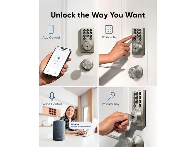 eufy Security Smart Lock C30, Keyless Entry Door Lock, Built-in WiFi Deadbolt, Smart Lock for Front Door, No Bridge Required, Easy Installation,...