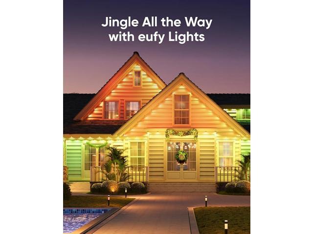 eufy Permanent Outdoor Lights E22, 50ft with 30 Triple-LED Lights, Smart RGBWW Christmas Lights, Daily and Holiday, IP67 Waterproof, AI Lighting...