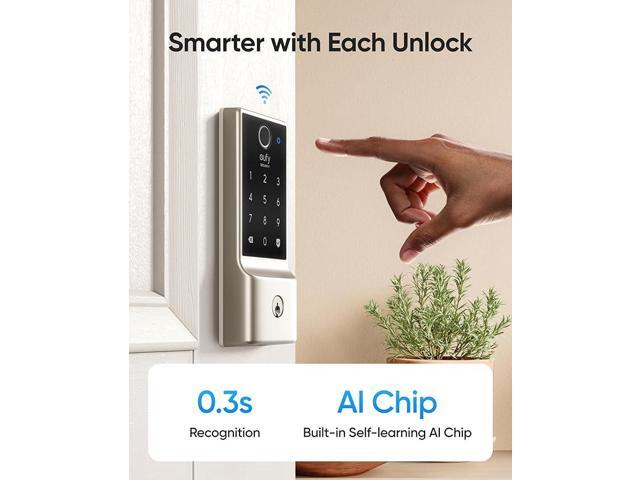eufy Security Smart Lock C220, Fingerprint Keyless Entry Door Lock, Built-in Wi-Fi, App Remote Control, Front Door Smart Deadbolt, IP53 Waterproof,...