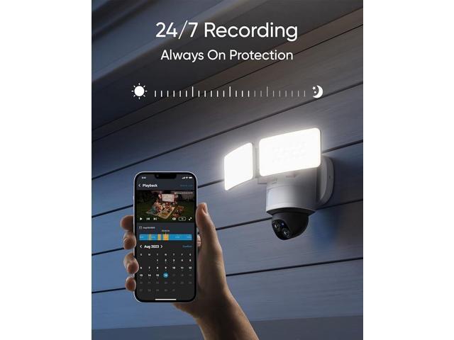 eufy Floodlight Camera E340 with AC Cable, Security Camera Outdoor, 360° PTZ, 24/7 Recording, 2.4G/5G Wi-Fi, 2000 LM, Motion Detection, Built-in...