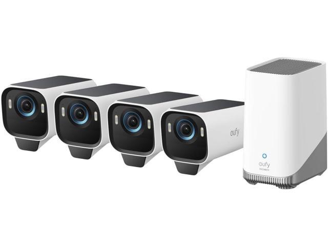 eufy Security eufyCam S3 Pro 4-Cam Kit, Solar Camera Outdoor Wireless, MaxColor Night Vision, 4K Security Camera with Solar Panel, Face Recognition...