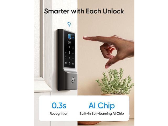 eufy Security Smart Lock C220 with Door Lever, Fingerprint Keyless Entry Door Lock, Built-in Wi-Fi, App Remote Control, Front Door Deadbolt, 8...