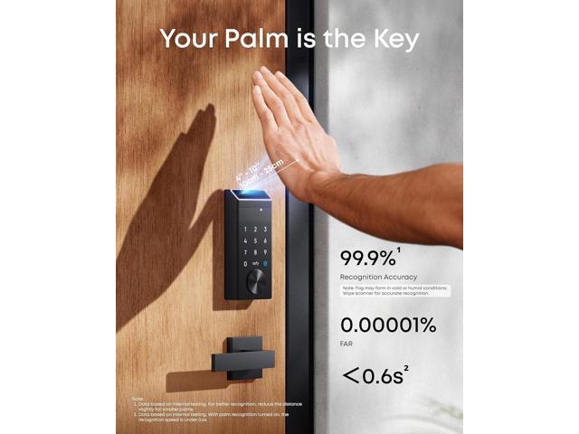 eufy FamiLock E34 Smart Lock with Palm Vein Recognition - Keyless Entry Door Lock for Front Door, Wi-Fi Keypad Deadbolt, ANSI/BHMA Grade 1, Auto...
