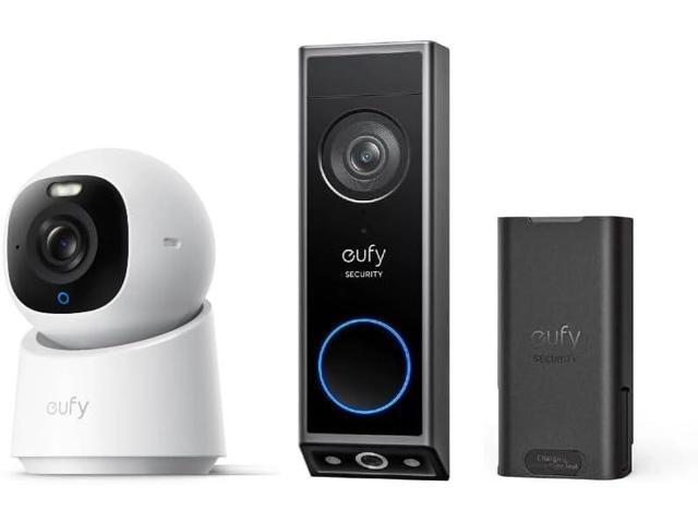 eufy Security Battery Video Doorbell E340 with Battery Indoor Cam E30, Latest Generation, 4K UHD Security Camera, 360 Pan-Tilt