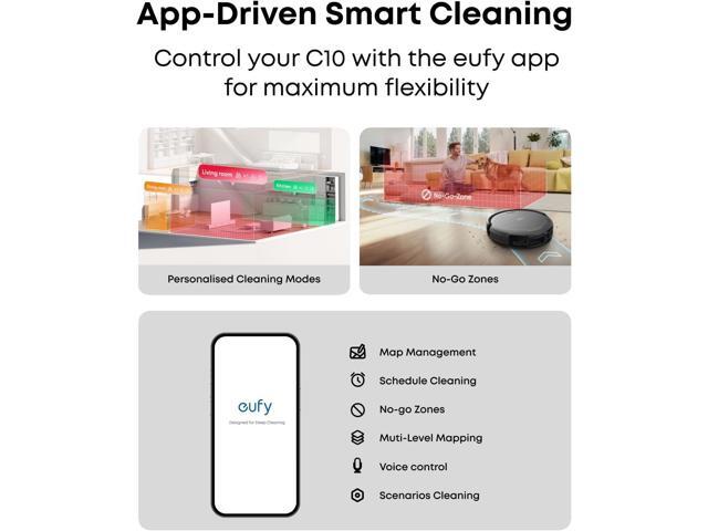 eufy Robot Vacuum C10 with Self Emptying, 8 Weeks Hands Free, Smart Mapping+Replacement Accessories