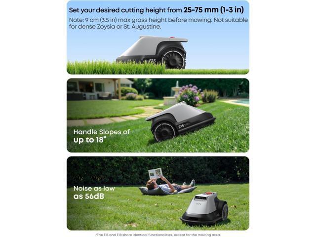 eufy E15 Robot Lawn Mower,Max 0.2 Acres,Wireless Robot Mower with Auto Mapping,Vision Navigation,Multi-Zone Management + Official Accessories:...