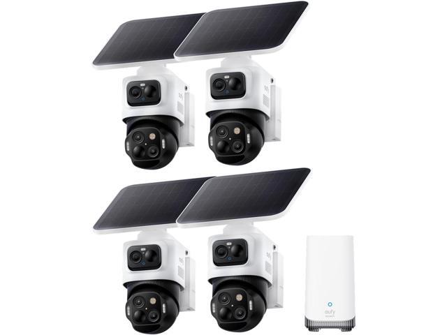 eufy Security eufyCam S4 4-Cam Kit,4K Solar Camera Wireless Outdoor, Triple Lens Bullet-PTZ Cam, 360° View, Cross-Cam Track, AI Recognition, 8X...