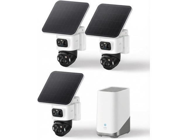 eufy Security eufyCam S4 3-Cam Kit,4K Solar Camera Wireless Outdoor, Triple Lens Bullet-PTZ Cam, 360° View, Cross-Cam Track, AI Recognition, 8X...