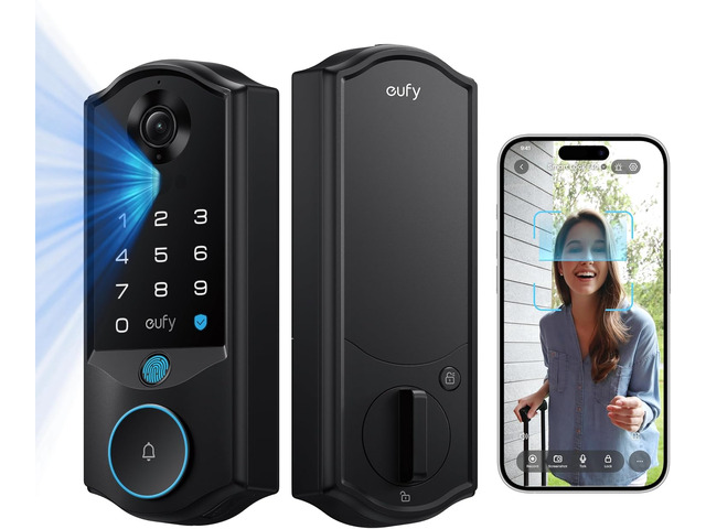 eufy Security Smart Lock E40, Front Door Deadbolt with Facial Recognition 3-in-1