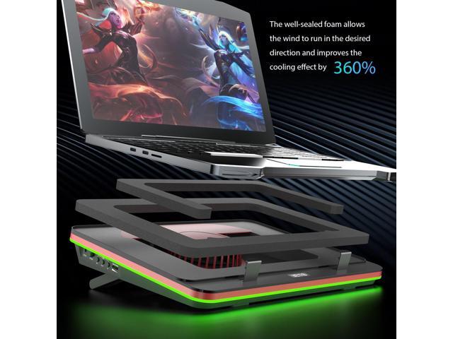IETS GT500 Powerful Turbo-Fan (5000 RPM) RGB Laptop Cooling Pad with Infinitely Variable Speed,Seal Foam for Rapid Cooling Gaming...