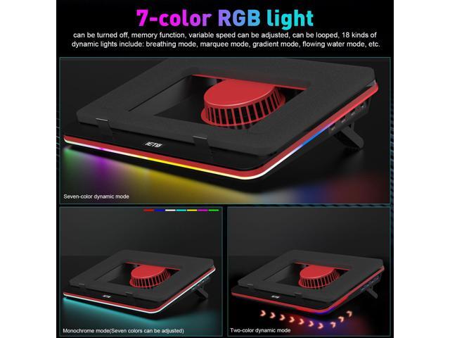 IETS GT500 Powerful Turbo-Fan (5000 RPM) RGB Laptop Cooling Pad with Infinitely Variable Speed,Seal Foam for Rapid Cooling Gaming...