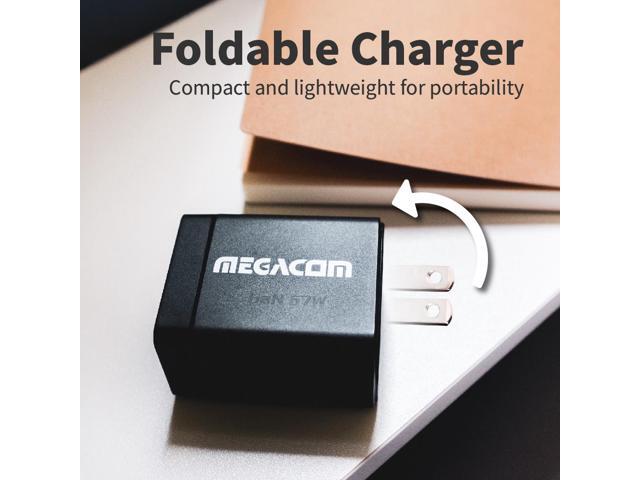 Megacom ME-1011 Foldable Gan Wall Charger 67W USB-C*2+USB-A*1 fast wall charger compatible with smartphones, tablets, and all USB Type-C devices