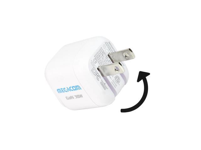 Megacom Gan Charger 30W USB-CX1 Power Adapter, Foldable PD3.0/PPS/QC3.0 Fast Wall Charger Compatible with Smartphones, Tablets, and All USB Type-C...