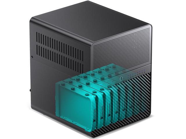 JONSBO N3 Mini-ITX NAS PC Chassis, ITX Computer Case, 8+1 Disk Bays NAS Mini Aluminum with Steel Plate Case, Built-in 2x10cm Fan, Power support:...