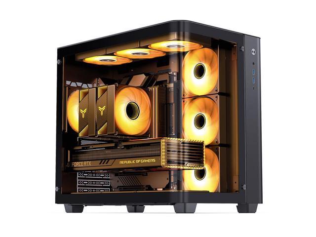 JONSBO TK-3 BLACK One-piece Curved Glass Case, One-piece Curved Glass, Support BTF MB/Dual 360 AIO/ATX PSU/40Series GPU, with 10 Fan Positions, 270...