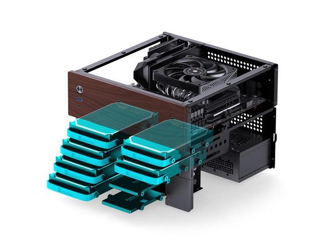 JONSBO N4 BLACK NAS mini Chassis, Walnut Wood, 8-Drive Bay/6*3.5 'HDD (4 hot-swap,2 non hot-swap), 2*2.5SSD,Micro ATX/ITX Case, USB3.2Gen2Type-C,...