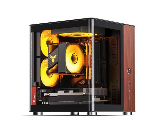 JONSBO TK-0 Separated Cabinet ITX Case Mini Tower,270° Dual-Curved Glass, Al/Solid Walnut Wood, Compact Desktop Case SP GPU 230mm,Separate Air...