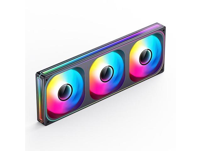 JONSBO ZB-360BR (Reversed) PC Case Fan, Silent Computer Fan with Axis & 4-Sides Infinity Mirror, All-IN-One, Single Frame Unit with 3x120mm ARGB...