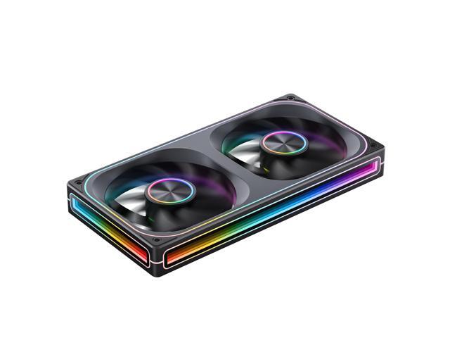 JONSBO ZA-240B Computer Case Fan, All(2)-IN-One, Single Frame Unit with 2x120mm ARGB Fans, 4 Pin PWM,3Pin ARGB, Silent Computer Fan with 4-Sides...