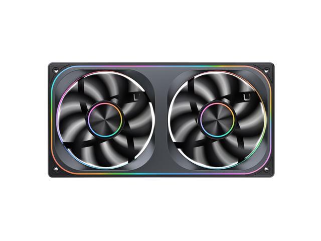 JONSBO ZA-240B Computer Case Fan, All(2)-IN-One, Single Frame Unit with 2x120mm ARGB Fans, 4 Pin PWM,3Pin ARGB, Silent Computer Fan with 4-Sides...
