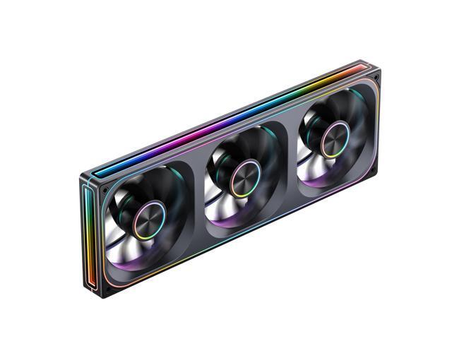 JONSBO ZA-360BR (Reversed) PC Case Fan, All-IN-One Single Frame Unit with 3x120mm ARGB Fans 4 Pin PWM 3Pin ARGB, Silent Computer Fan with 4-Sides...
