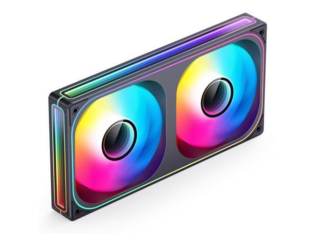 JONSBO ZB-240BR (Reversed ) PC Case Fan, Silent Computer Fan with Axis & 4-Sides Infinity Mirror, All-IN-One, Single Frame Unit with 2x120mm ARGB...