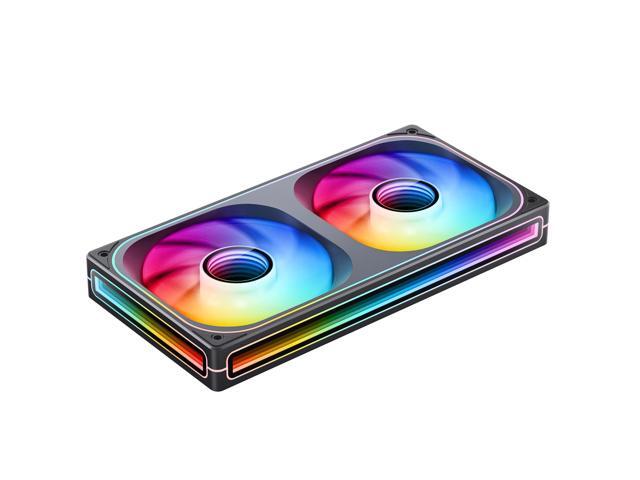 JONSBO ZB-240B PC Case Fan, Silent Computer Fan with Axis & 4-Sides Infinity Mirror, All-IN-One, Single Frame Unit with 2x120mm ARGB Fans, 4 Pin...