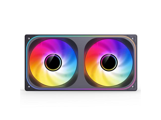 JONSBO ZB-240B PC Case Fan, Silent Computer Fan with Axis & 4-Sides Infinity Mirror, All-IN-One, Single Frame Unit with 2x120mm ARGB Fans, 4 Pin...