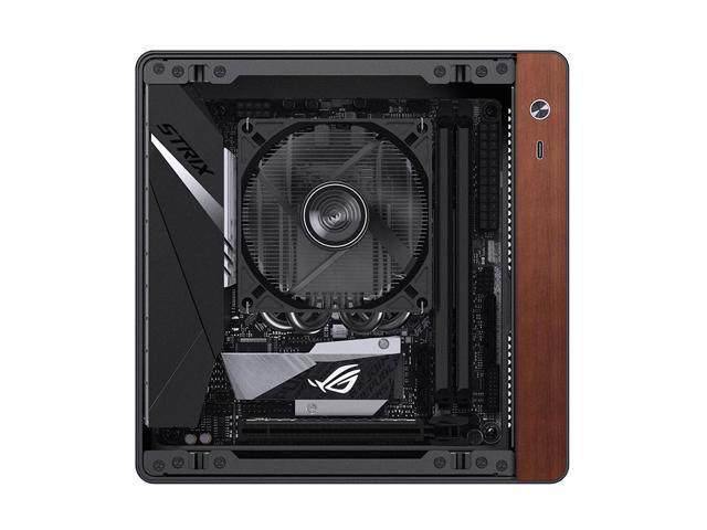 JONSBO N10 BLACK MINI ITX PC Case, Aluminum Alloy with Walnut Trim Desktop Case, Standing or Lying, Compatible with 1U Flex PSU,Compact & Portable...