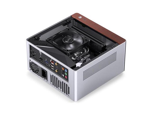 JONSBO N10 SILVER MINI ITX PC Case, Aluminum Alloy with Walnut Trim Desktop Case, Standing or Lying, Compatible with 1U Flex PSU,Compact &...