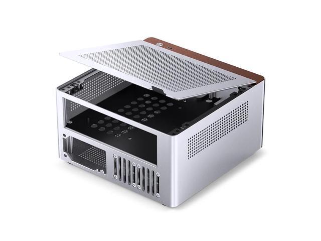 JONSBO N10 SILVER MINI ITX PC Case, Aluminum Alloy with Walnut Trim Desktop Case, Standing or Lying, Compatible with 1U Flex PSU,Compact &...