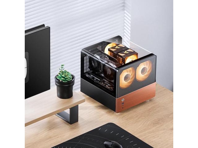 JONSBO V12 BLACK Micro ATX Mid Tower PC Case, Hyperboloid Glass Desktop Design, Separated Cabinet Structure,Walnut Wood,MATX Desktop Computer...