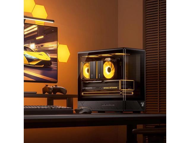 JONSBO D200 BLACK Micro ATX PC Case, Curved One-piece Glass Desktop Case,Digital Display Temperature Monitor,Support PSU ATX170mm/ GPU 410mm/CPU...