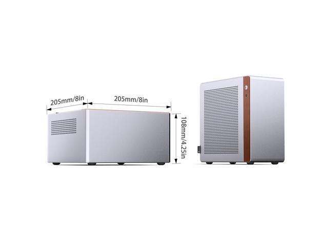 JONSBO N10 SILVER MINI ITX PC Case, Aluminum Alloy with Walnut Trim Desktop Case, Standing or Lying, Compatible with 1U Flex PSU,Compact &...