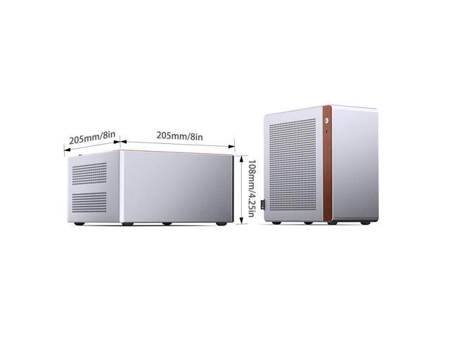 JONSBO NV10 SILVER MINI ITX PC Case, Aluminum Alloy with Walnut Trim Desktop Case, Compatible with 1U Flex PSU, low-Profile GPU,Compact &Portable...