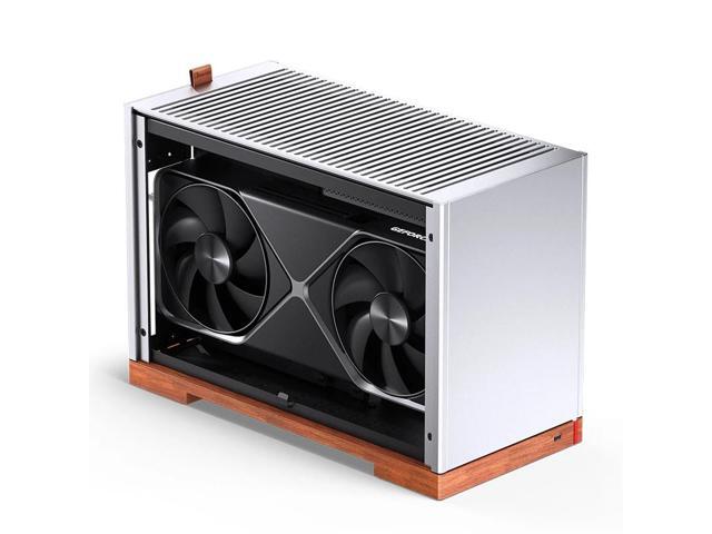 JONSBO T9 Mini ITX PC Case,SFF Tool-free Mesh Desktop Case,A4 Compartment Structure,Black Walnut Solid Wood Base,3 levels Adjustable for MB,4mm...