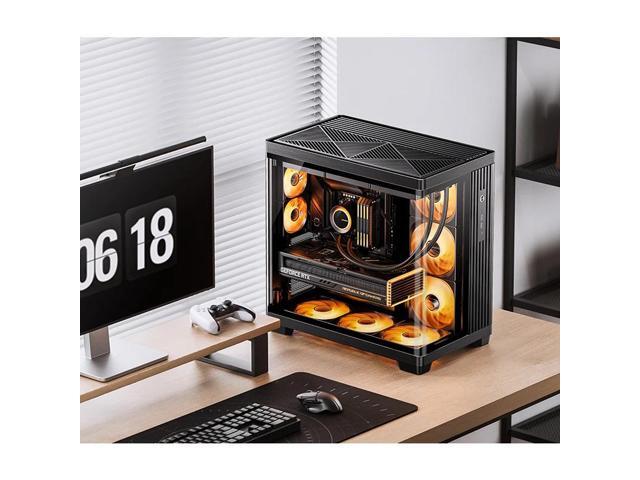 JONSBO TK-4 BLACK ATX PC Case,Separated Cabinet PC Case, ATX Computer Case,Bi-Bent Surround View Glass,Aluminum Alloy, Support ITX/M-ATX /ATX, SP...