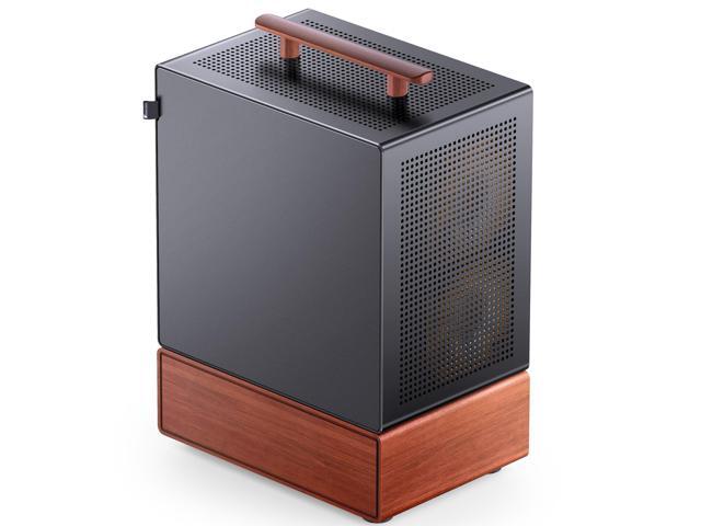 JONSBO T7 Black Micro ATX PC Case, Aluminum Chassis, with Multifunctional Handle, Solid Wood Veneer Desktop Computer Case, MB:MicroATX/ITX,GPU...