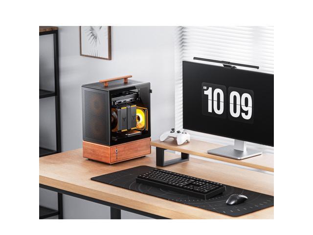 JONSBO T7 Black Micro ATX PC Case, Aluminum Chassis, with Multifunctional Handle, Solid Wood Veneer Desktop Computer Case, MB:MicroATX/ITX,GPU...