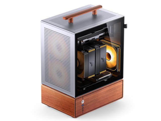 JONSBO T7 Micro ATX PC Case, Aluminum Chassis, with Multifunctional Handle, Solid Wood Veneer Desktop Computer Case, MB:MicroATX/ITX,GPU 280mm,PSU...