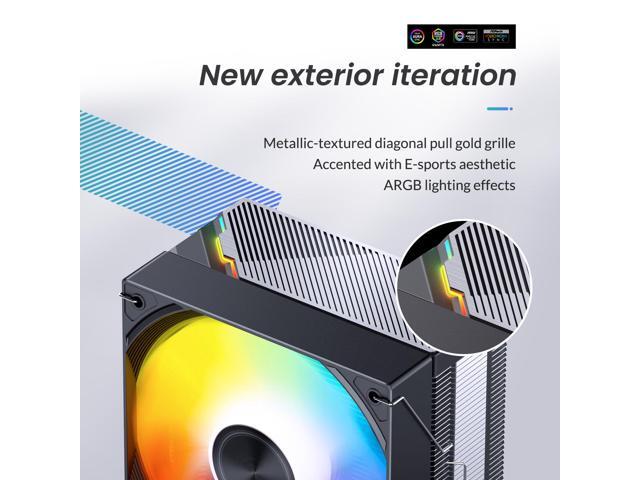 JONSBO CA40 Black CPU Cooler,ARGB Mute Series air Cooling,CPU Fan Height 157mm,120mm PWM Fan air Cooler,4 Copper Heat Pipes Radiator, AM5/AM4/Intel...