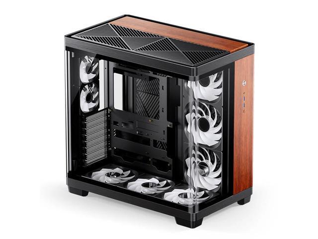 JONSBO TK-4 WD/BK Wood ATX PC Case,Mid Tower Computer Case,Bi-Bent Surround View Glass,Aluminum Alloy,Pre-installed 6 *140mm + 2*92mm Fan,ATX SP...