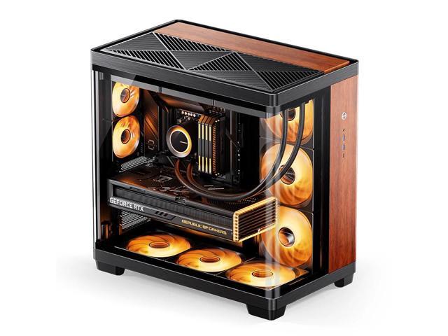 JONSBO TK-4 WD/BK Wood ATX PC Case,Mid Tower Computer Case,Bi-Bent Surround View Glass,Aluminum Alloy,Pre-installed 6 *140mm + 2*92mm Fan,ATX SP...