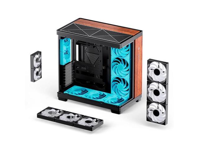 JONSBO TK-4 WD/BK Wood ATX PC Case,Mid Tower Computer Case,Bi-Bent Surround View Glass,Aluminum Alloy,Pre-installed 6 *140mm + 2*92mm Fan,ATX SP...