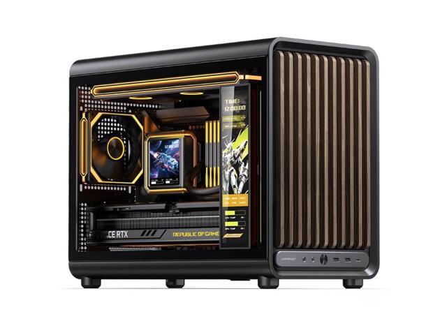 JONSBO D33 WD/BLK Micro ATX PC Case Wood Version, High Airflow MATX case with Tempered Glass Panel, 9 Fan Positions,High Compatibility,SP MATX BTF...