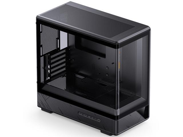 JONSBO D200 BLACK Micro ATX PC Case, Curved One-piece Glass Desktop Case,Digital Display Temperature Monitor,Support PSU ATX170mm/ GPU 410mm/CPU...