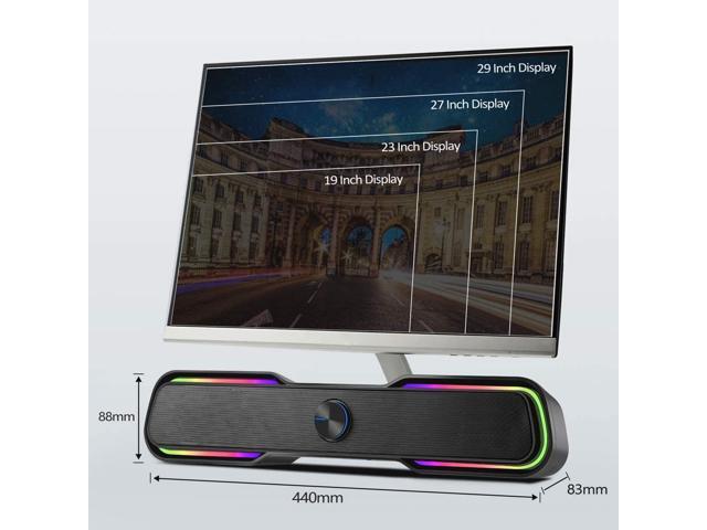 Computer Speakers, PC RGB Gaming Speakers USB Powered Wired Computer Soundbar with Enhanced Stereo Bass LED Light,Dual-Channel Desktop Speakers for...