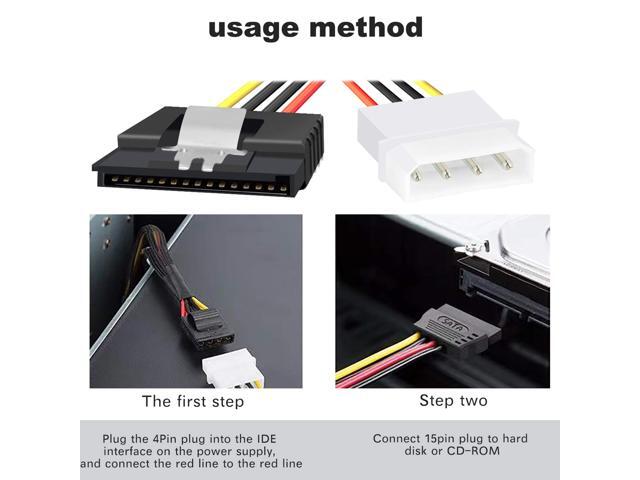 SATA to Molex Adapter 3 Pack 4Pin Molex to SATA Power Cable SATA 15 Pin Female to Molex 4 Pin Male Power Cable Adapter 8-inch