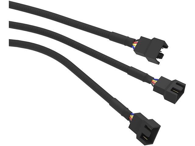 3 Pack 4 Pin PWM Fan Power Splitter Cable Black Sleeved Braided Adapter PC Fan Power Extension Cable for Computer ATX Case 4 Pin 3 Pin Cooling Fan...